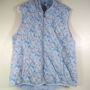 Coldwater Creek Quilted Blue Vest with Birds XL
